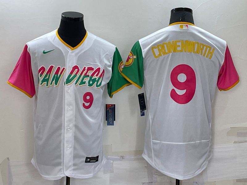 Men San Diego Padres #9 Cronenworth White City Edition Elite Nike 2022 MLB Jerseys